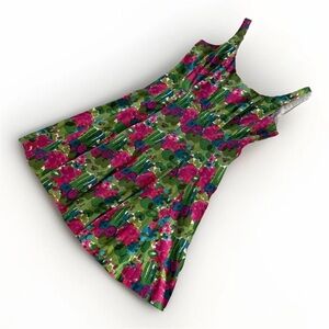 Nine West Floral Watercolor Sleeveless Fit and Flare Dress